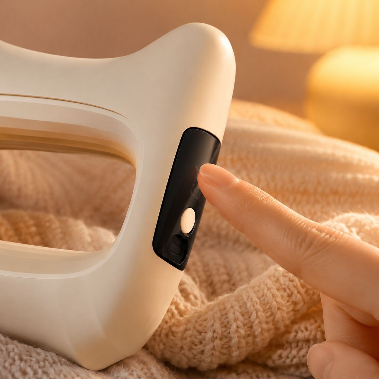 Quiet multispeed fascia ring massager in use