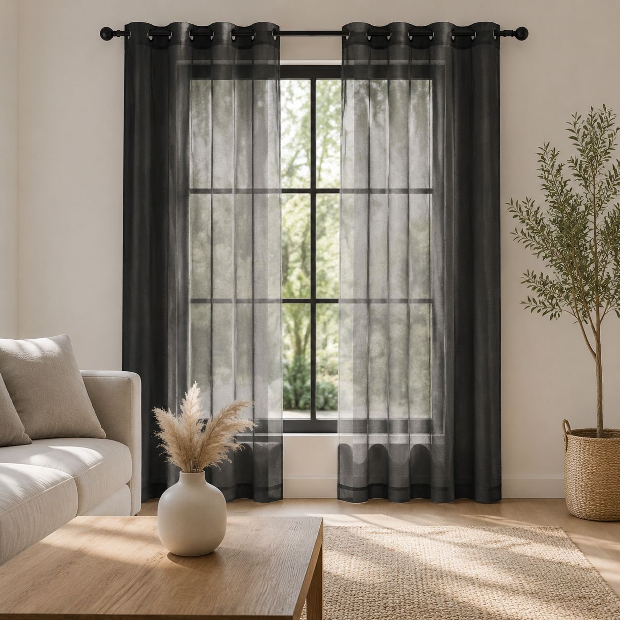 Solid Color Semi-Blackout Balcony Curtain for Home Decoration