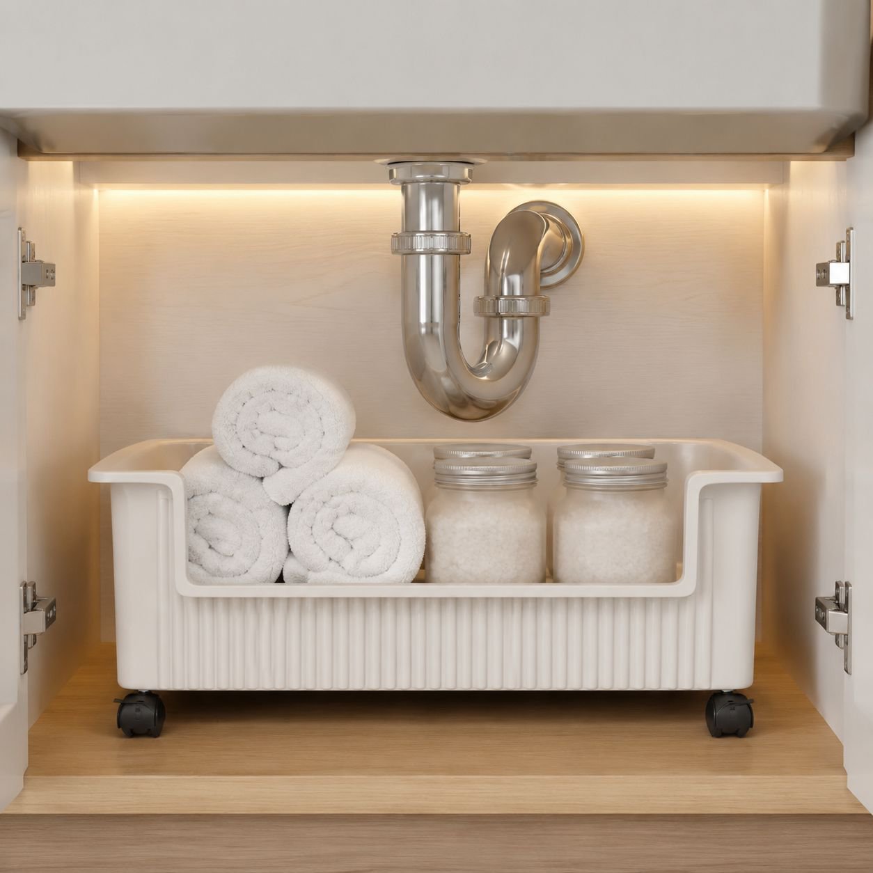 Under sink storage organizer for bathroom essentials