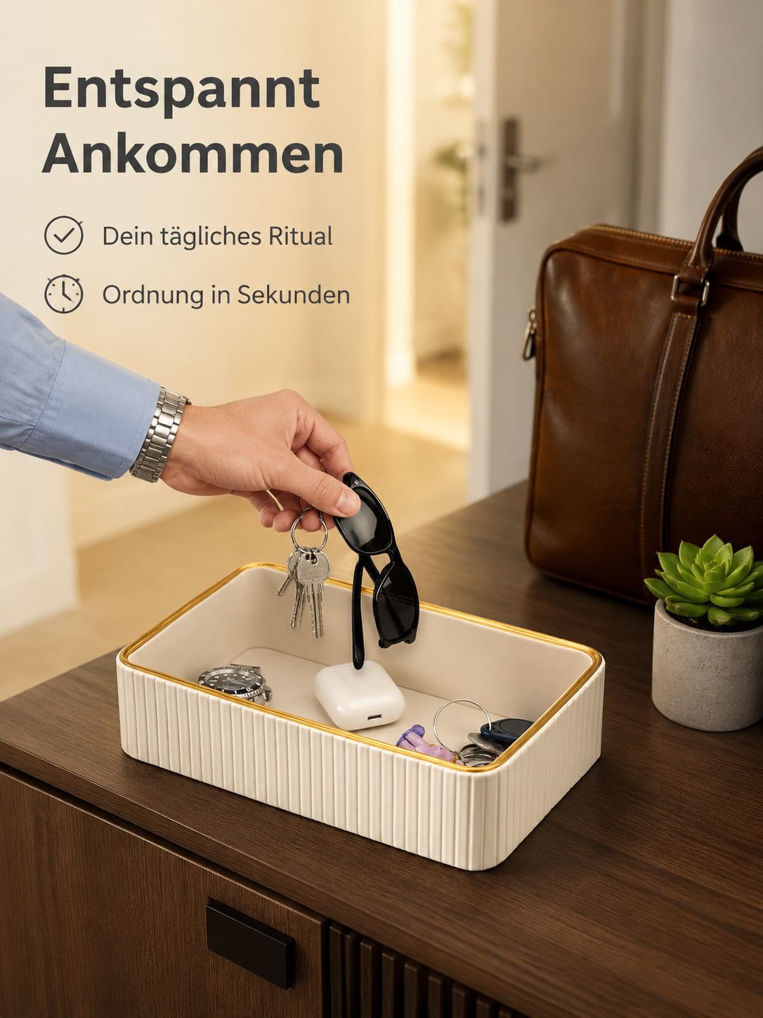 Luxuriöse cremeweiße Aufbewahrungsbox für Schmuck und Kosmetik