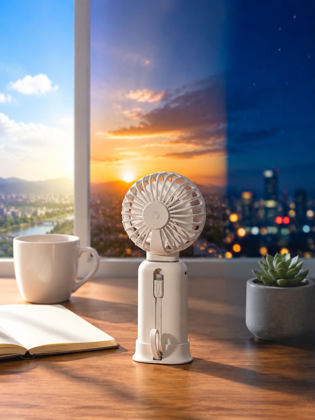 Rechargeable 10,000 mAh Handheld Mini Fan with Digital Display