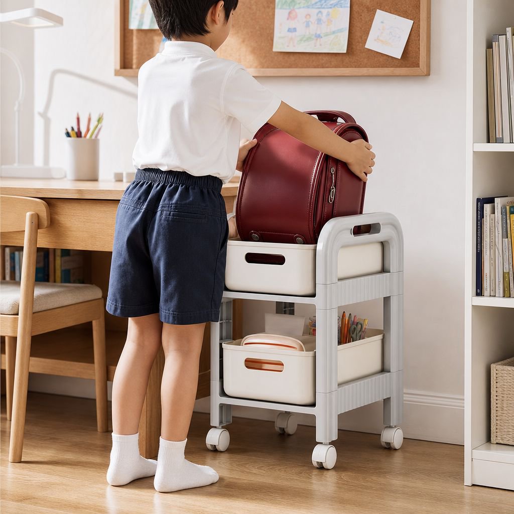 キャスター付きで移動しやすい収納ワゴン