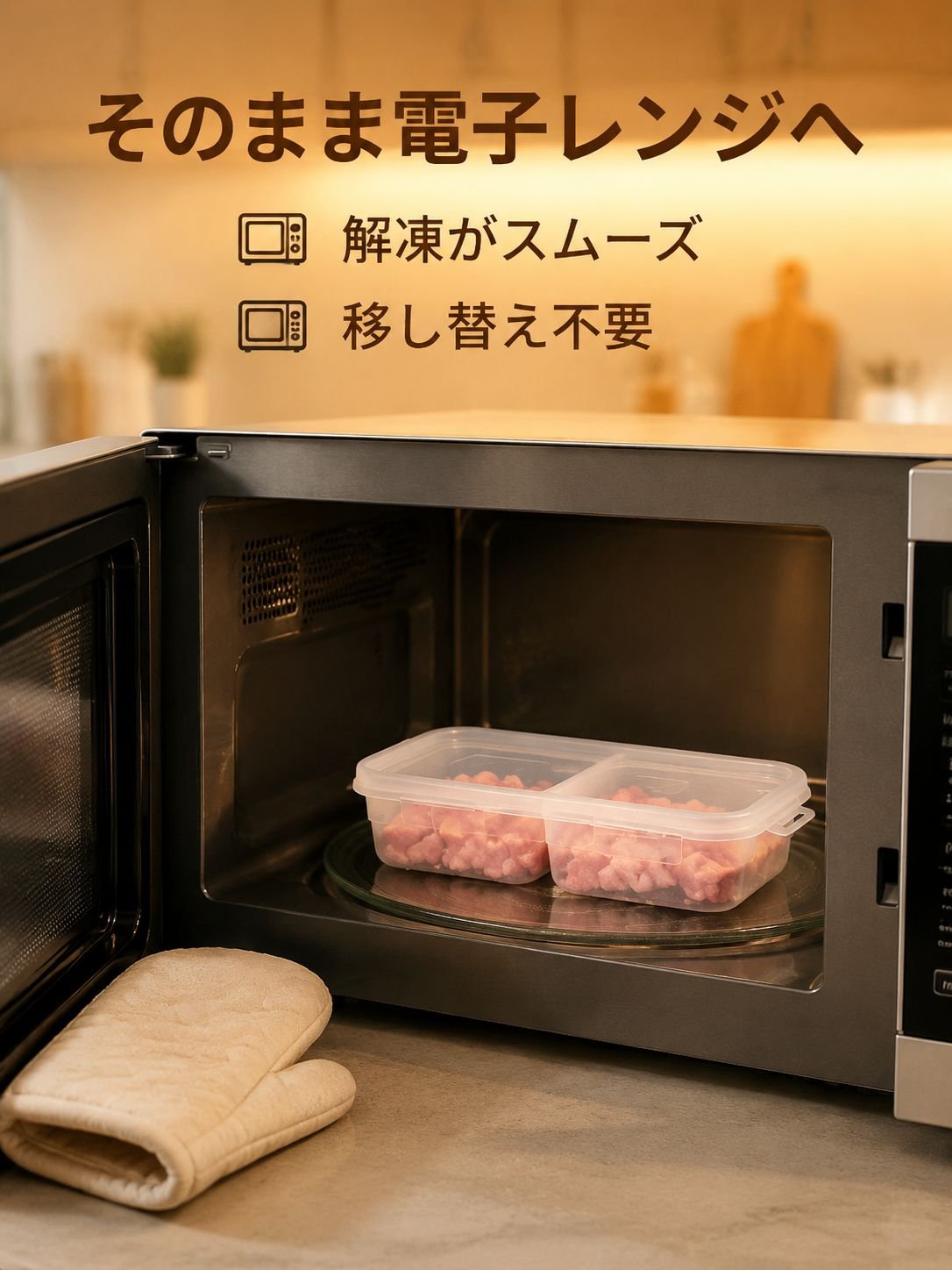 肉専用密閉冷凍容器・電子レンジ対応・分けて保存しやすい