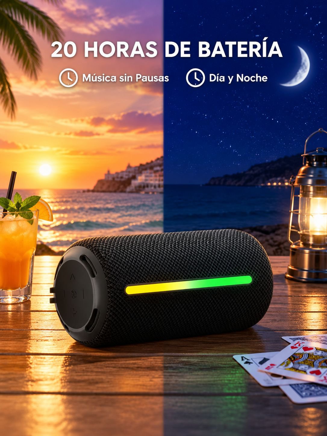 Nuevo altavoz Bluetooth 2025 con alta potencia, portátil, resistente al agua para exteriores y sonid
