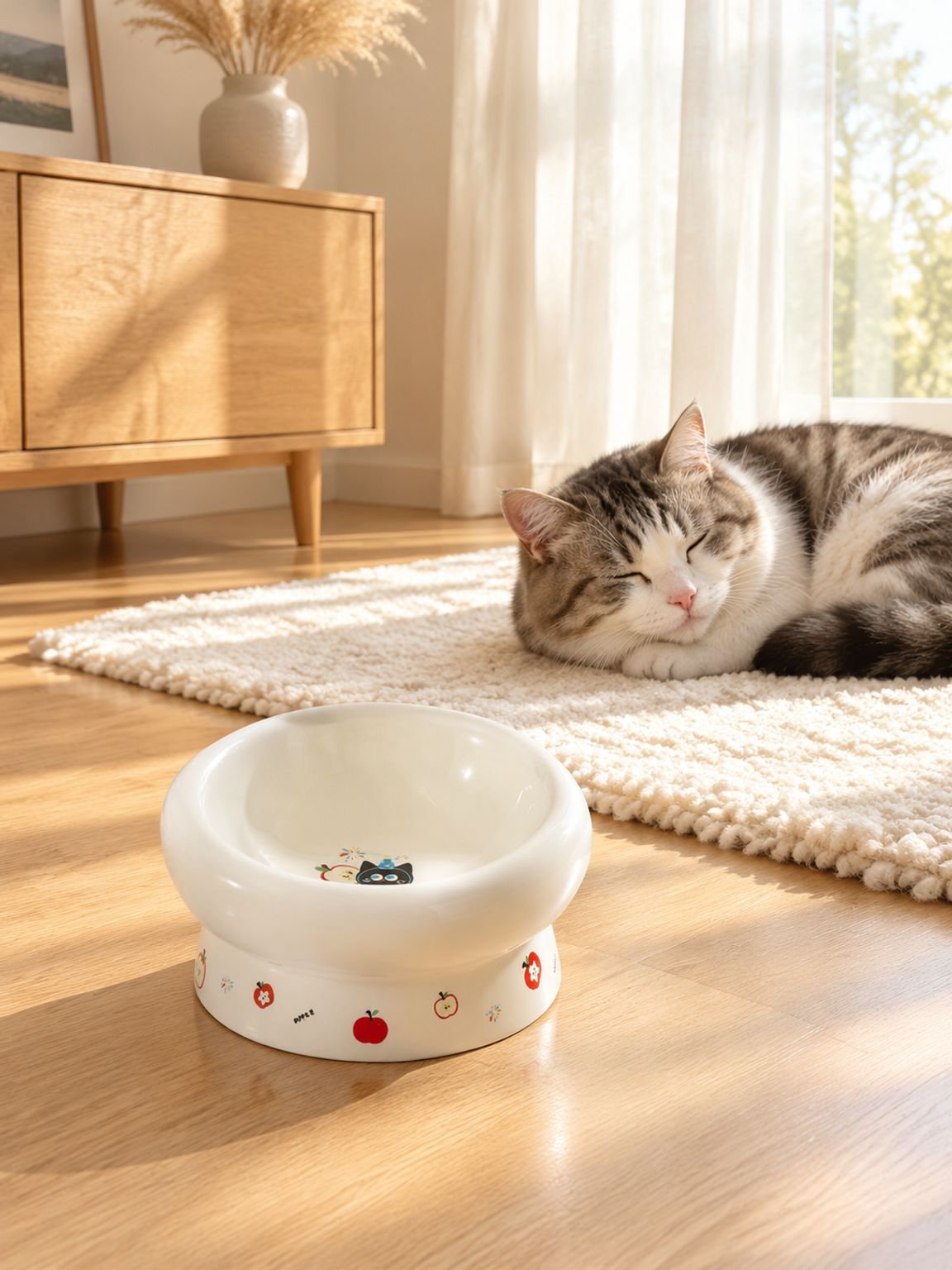 Moderner breiter Katzennapf aus Keramik für Futter und Wasser