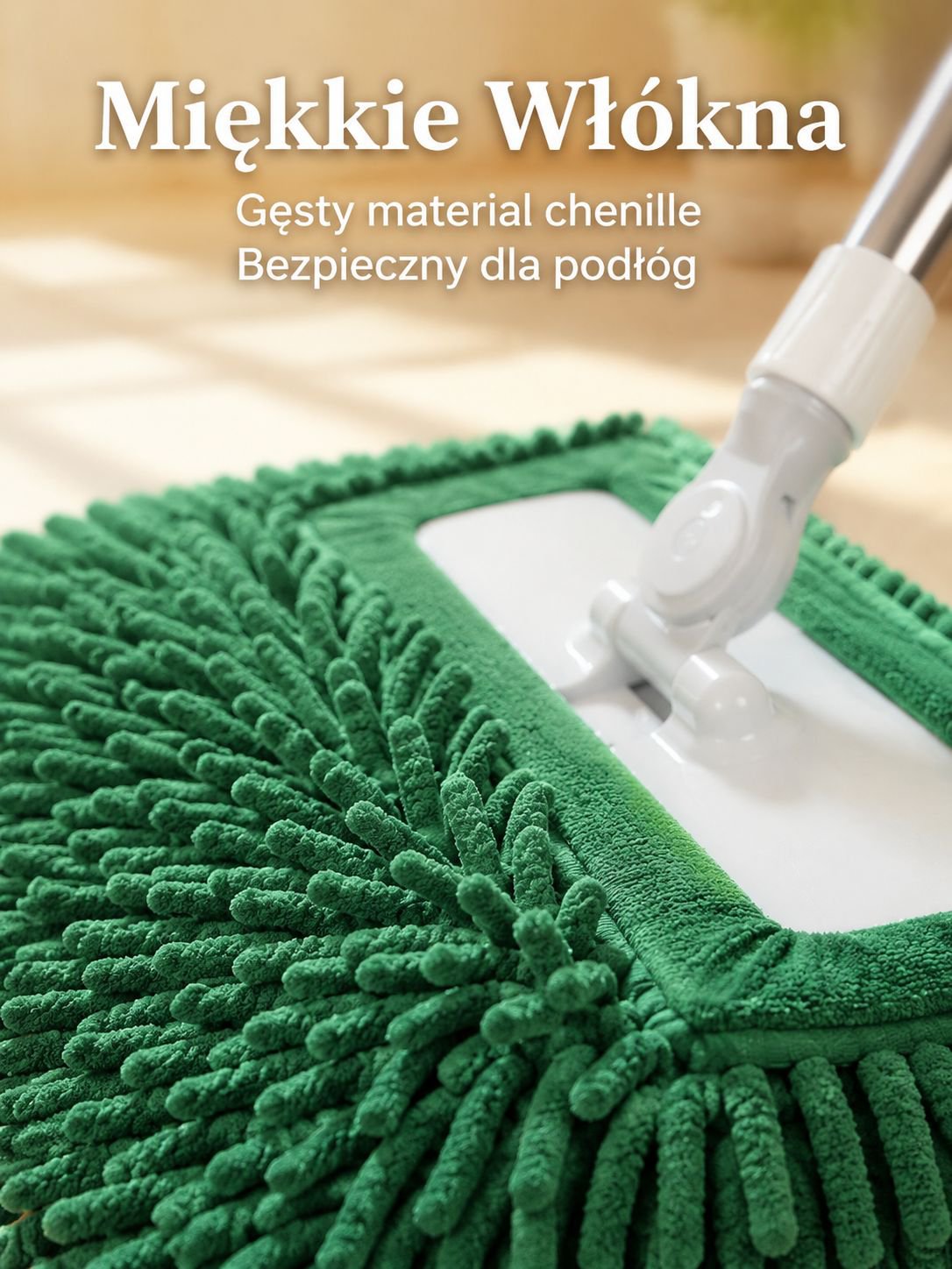 Szeroki mop chenille z odłączaną głowicą do czyszczenia