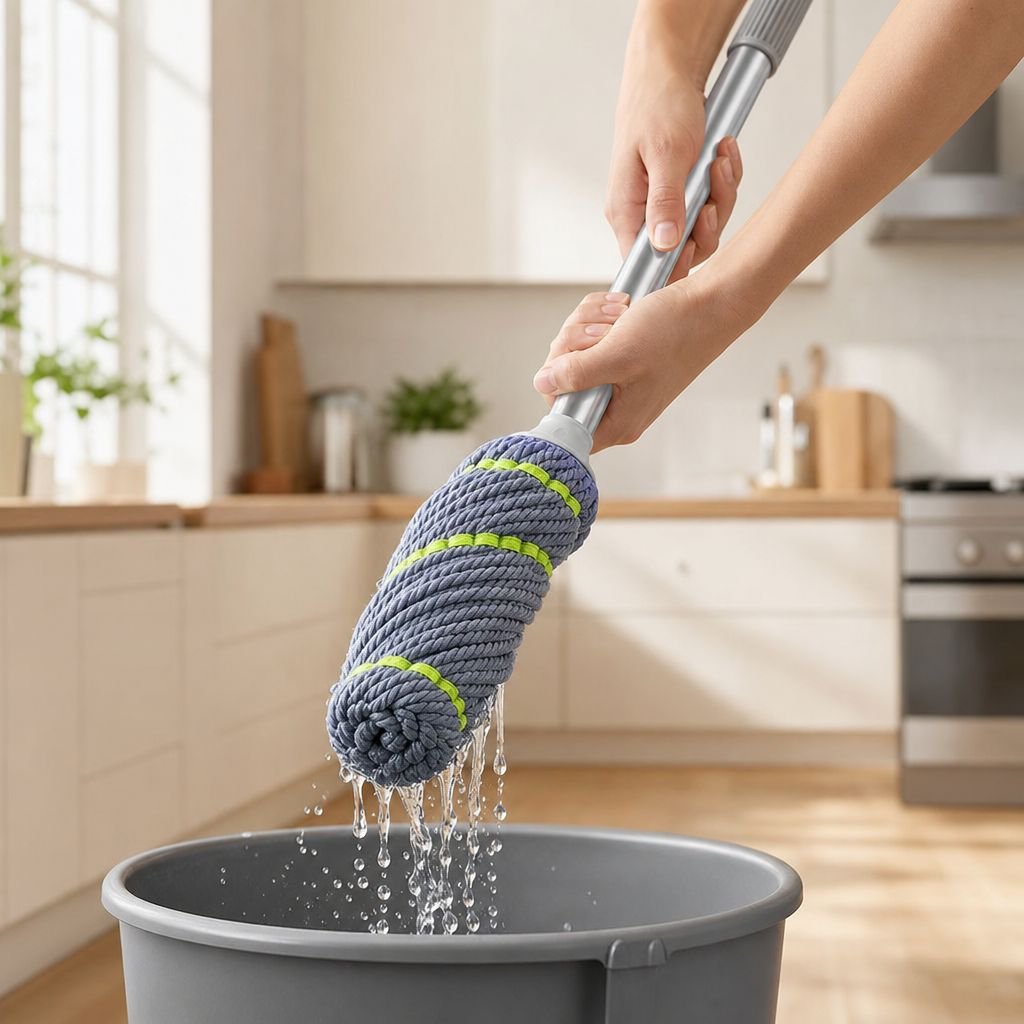 Durable manual mop with high absorption for floors