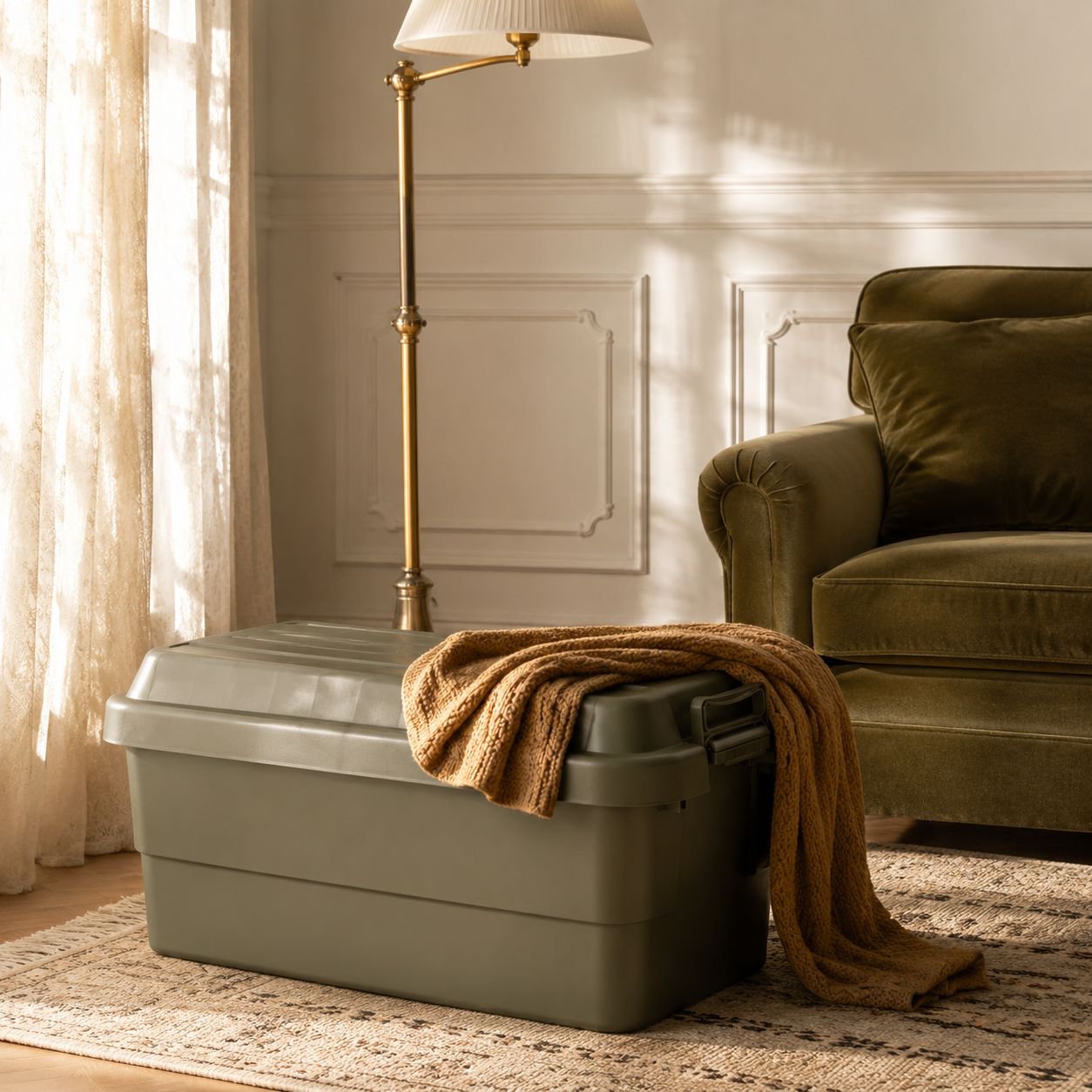 Maison de paille Organisateur en plastique épais Boîte de rangement extérieure avec couvercle Boîte 