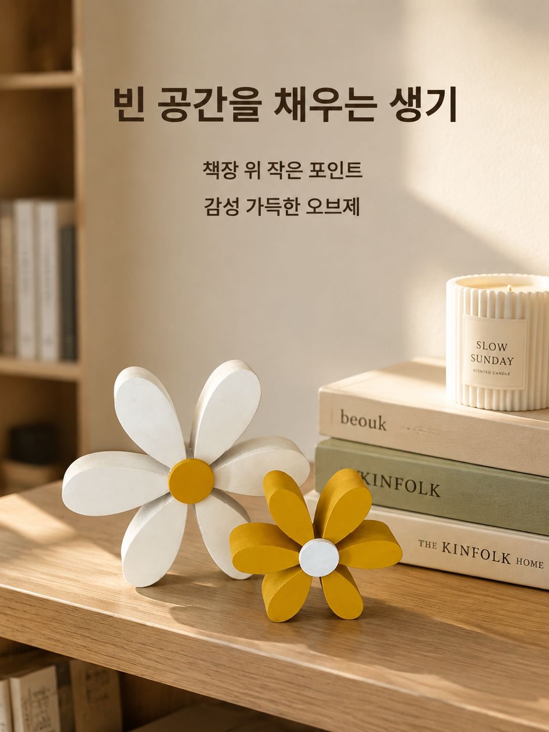 황백 데이지 나무 장식품