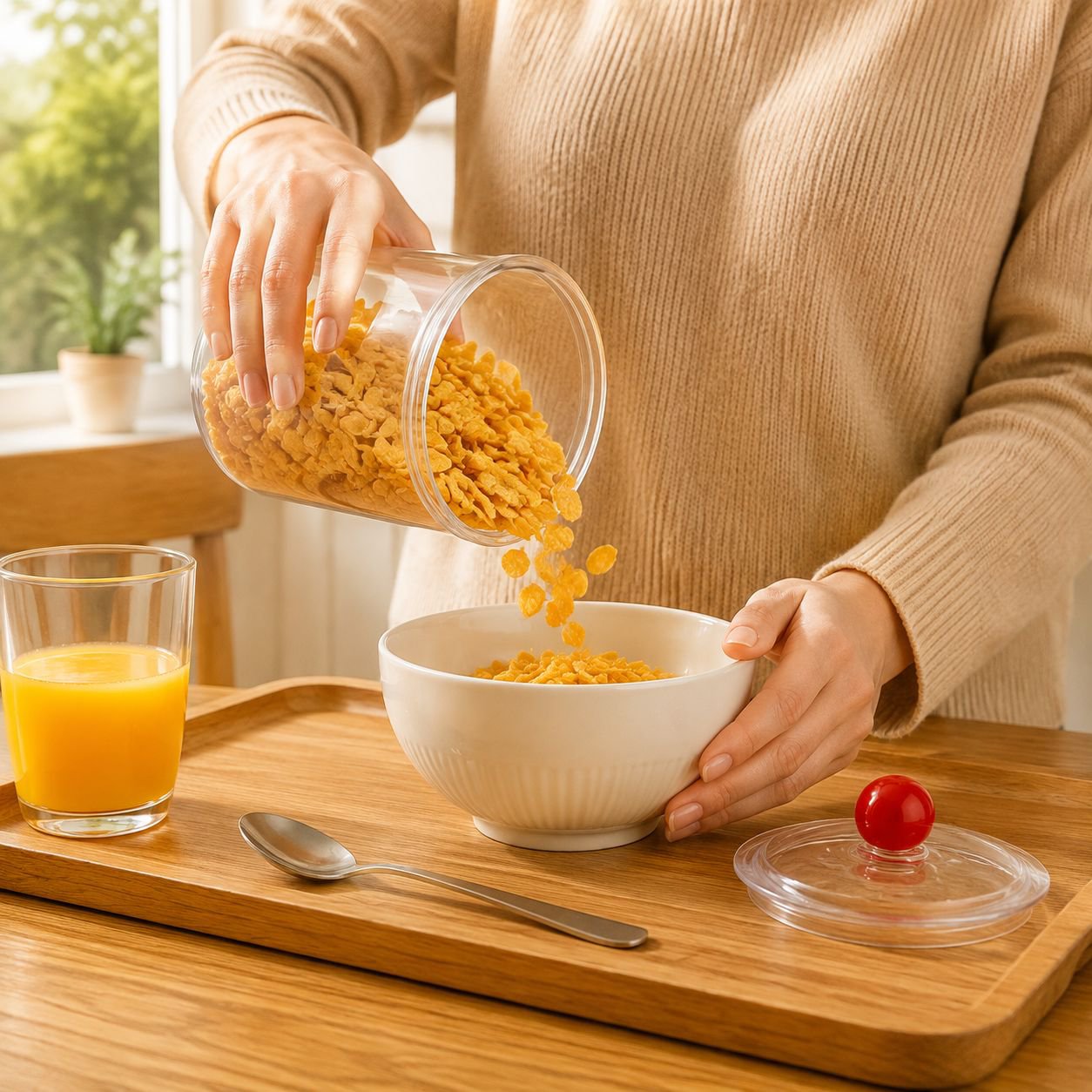 Airtight Food Storage Jar for Pasta, Grains, Snacks, and Dried Foods