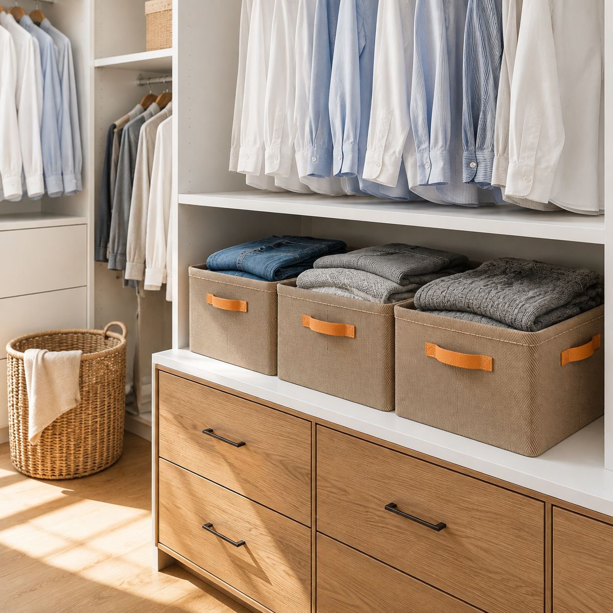 Durable wardrobe storage container for home organization