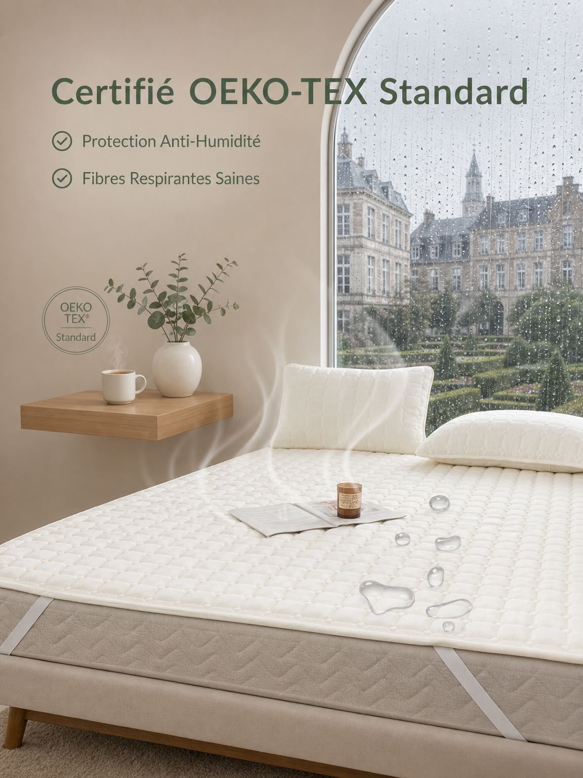 Protège-matelas imperméable couvrant le dessus du matelas