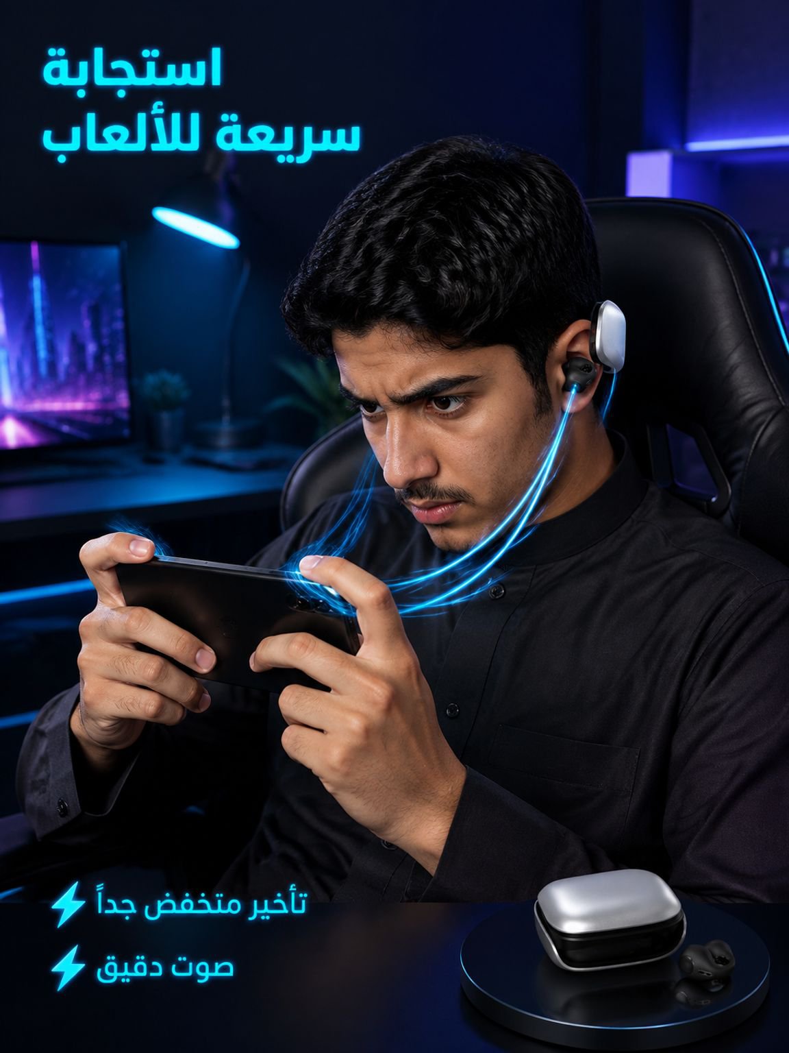 سماعات البلوتوث المانعة للضوضاء (لا تأخير في الألعاب)