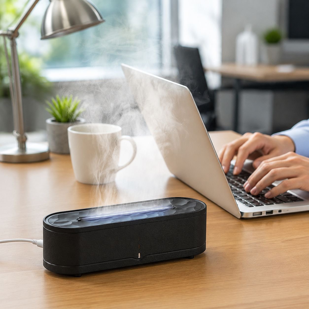 Difusor de aroma con llama simulada, lámpara multicolor y humidificador para casa