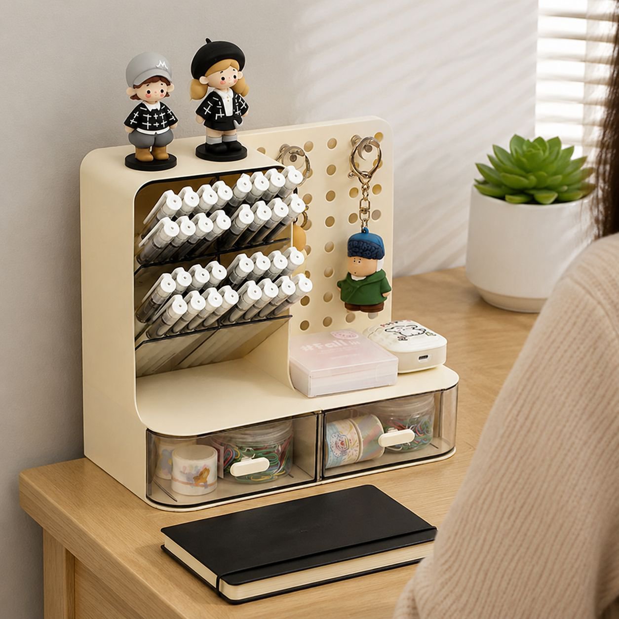 Modern desk pegboard organizer for pens and supplies
