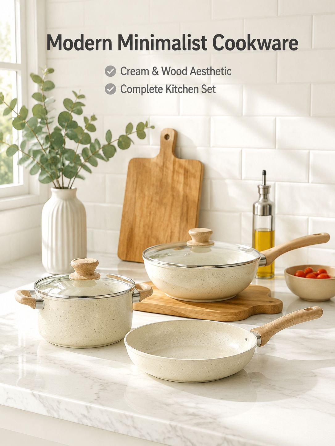 Set of soup pots and frying pans