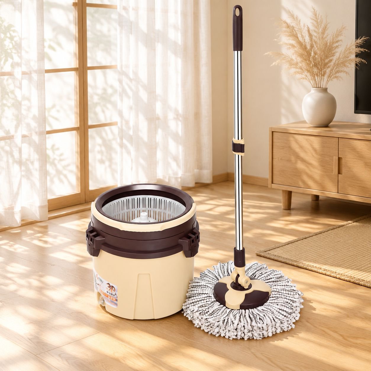 シングルバケツ 回転モップ 家庭用 ハンズフリー 簡易モップバケツ 清掃用品
