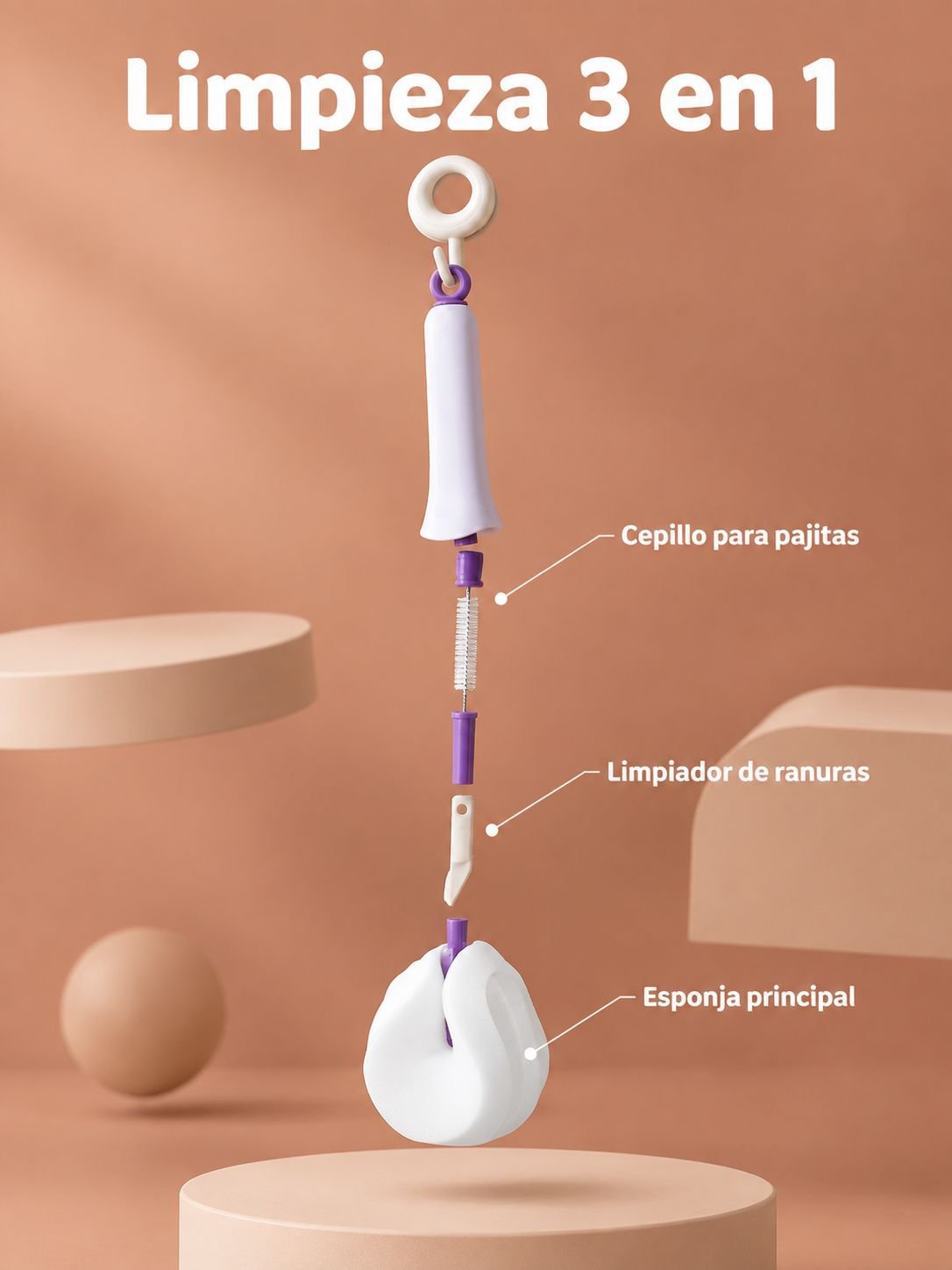 Cepillo para limpiar vasos, multifuncional, con funda antipolvo y exprimidor