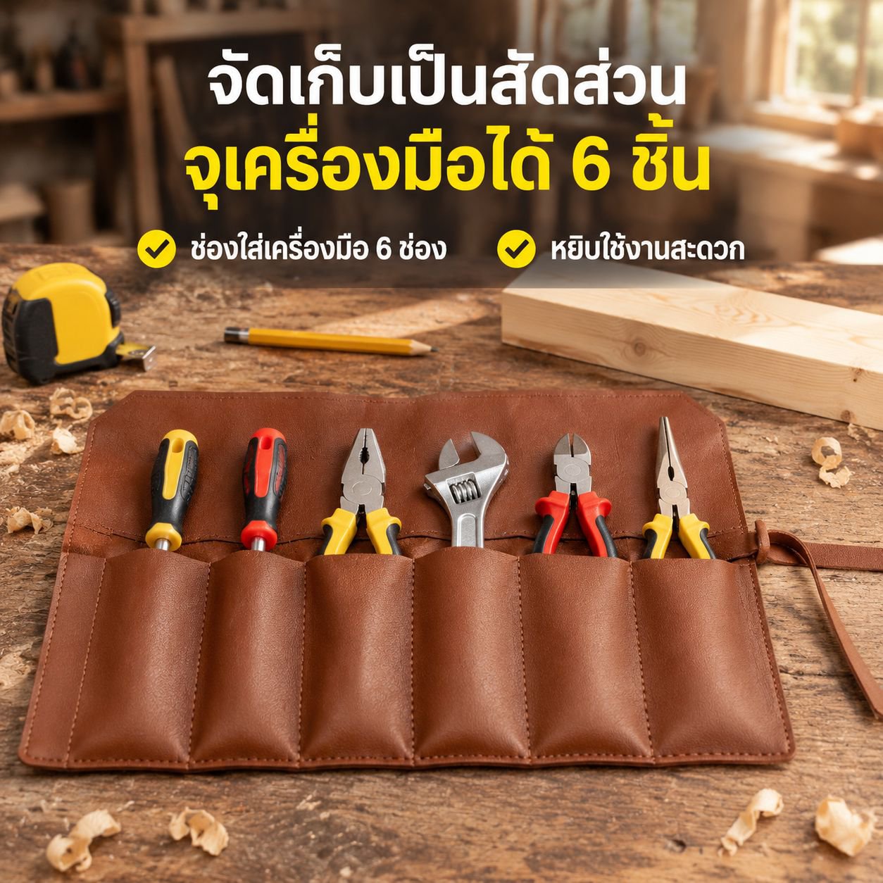 กระเป๋าหนังสำหรับจัดเก็บเครื่องมือช่างไม้และช่างไฟฟ้า