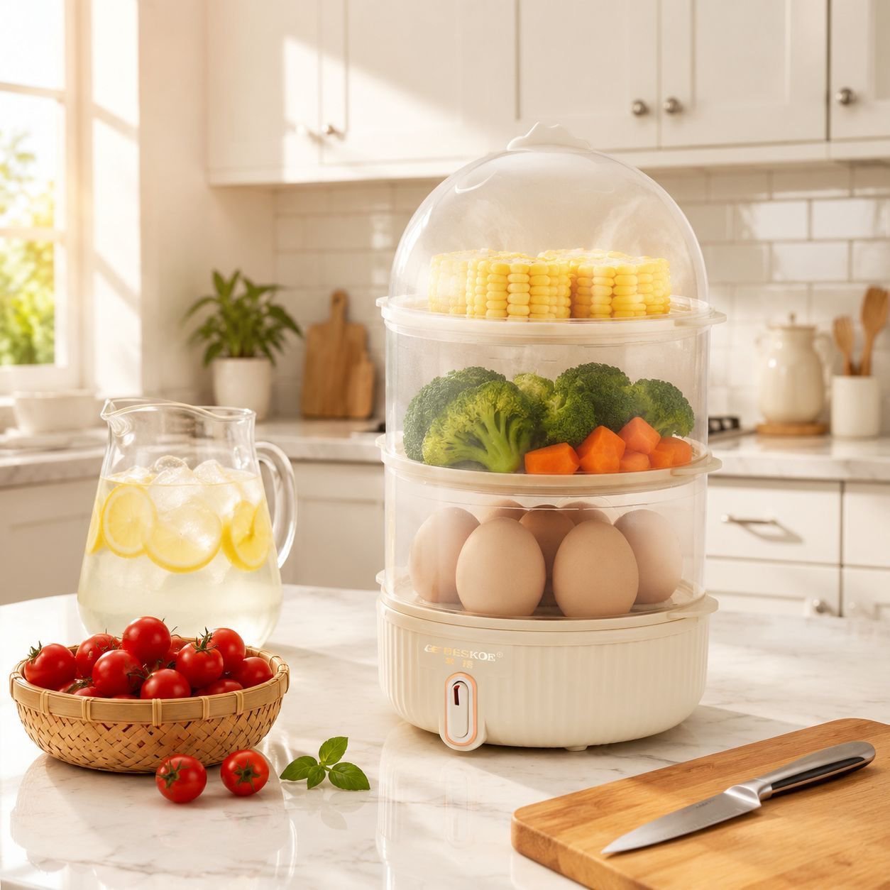 Three-layer Household Breakfast Steamer with Automatic Power-off