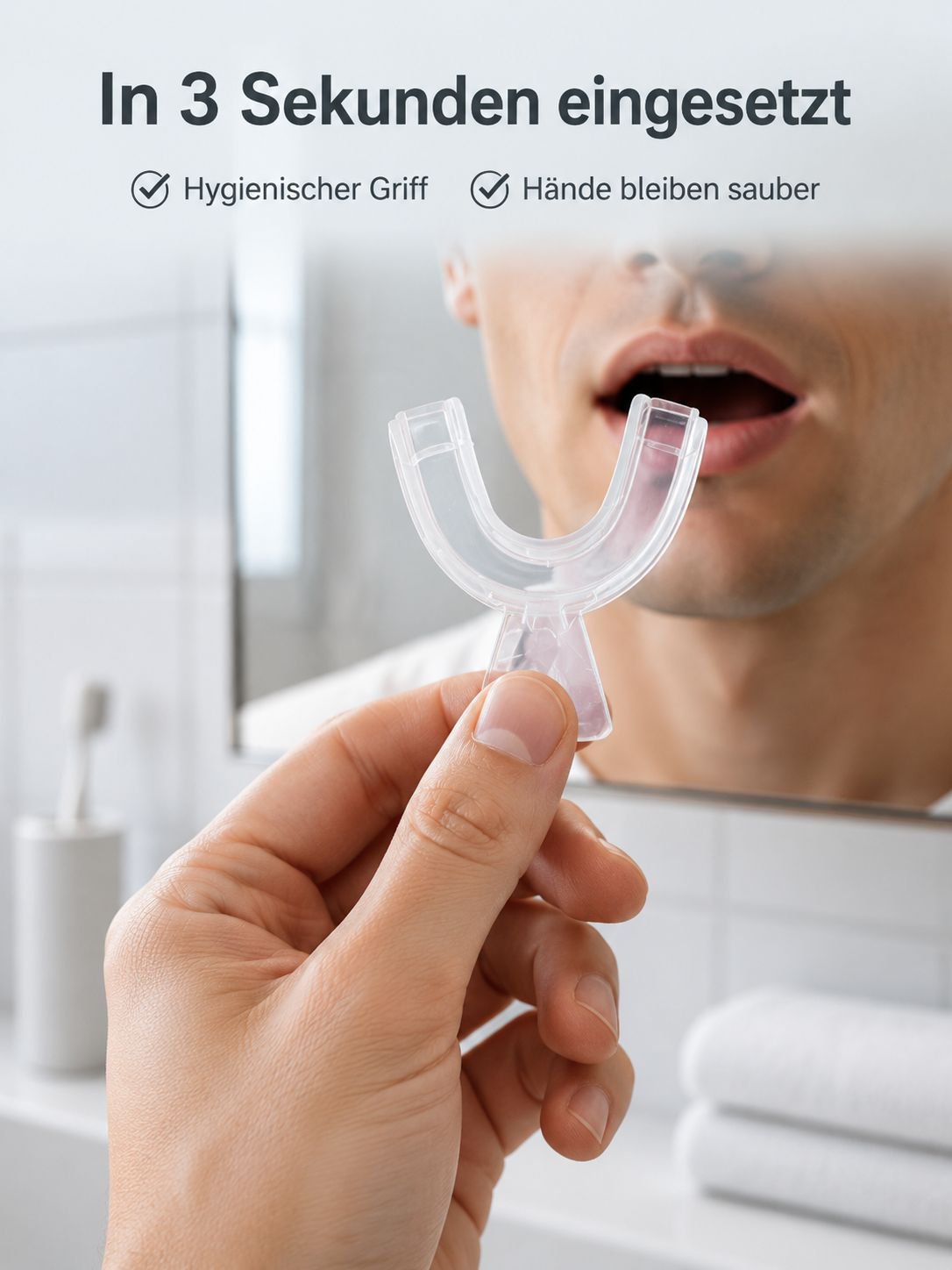 Einfache Handhabung der Bleaching Zahnschiene