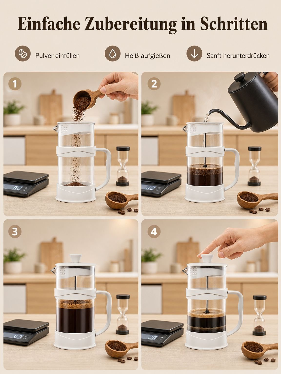 Teebereiter aus Glas für losen Tee und Kräutertee