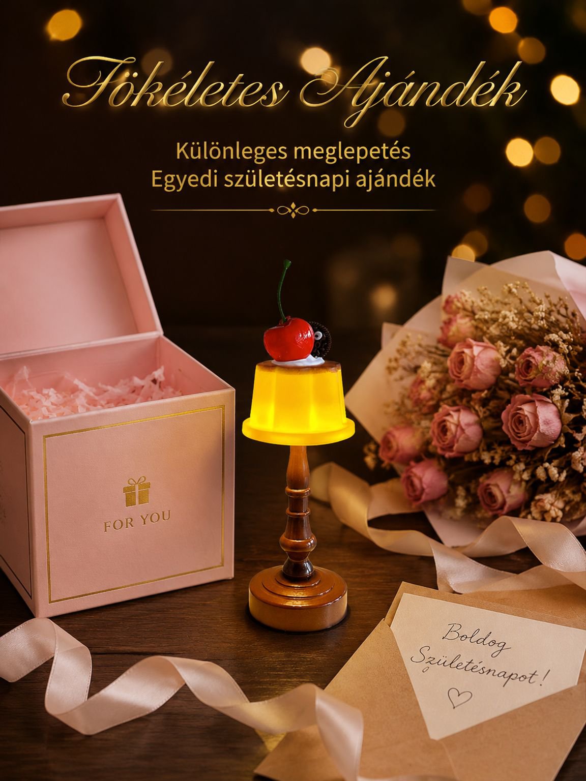 Születésnapi ajándék női éjjeli lámpa, hangulatlámpa, hálószobai alvólámpa, kreatív ajándék