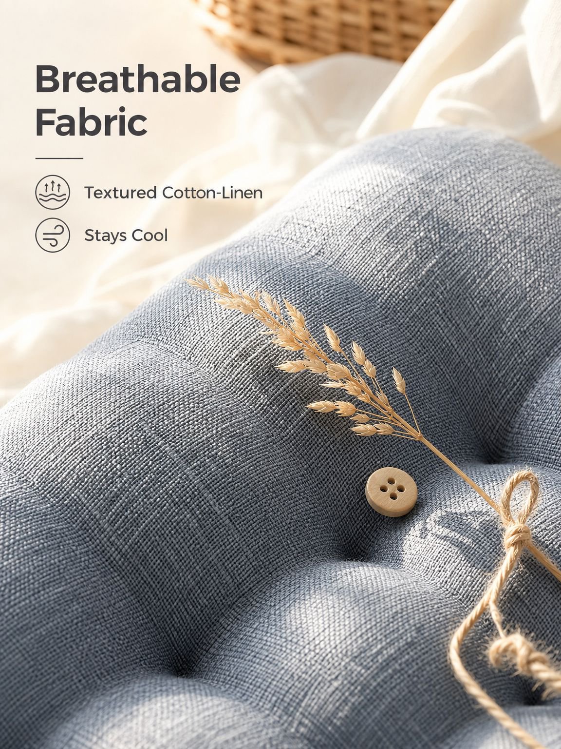 Cotton and linen thickened seat cushion