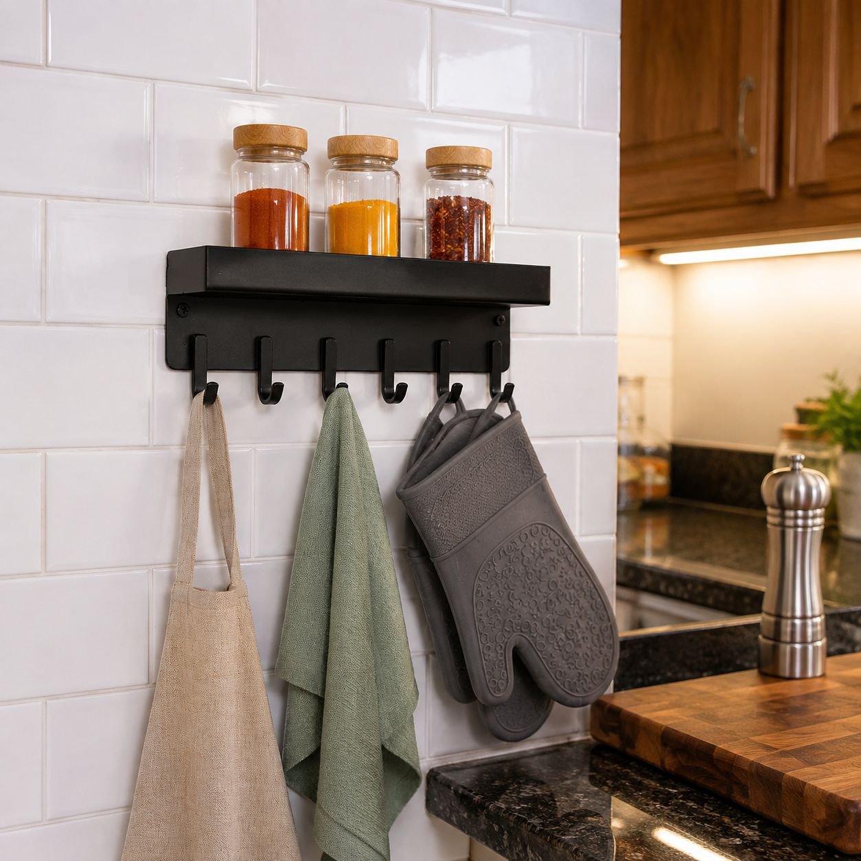 Close-up view of sturdy key organizer wall hook
