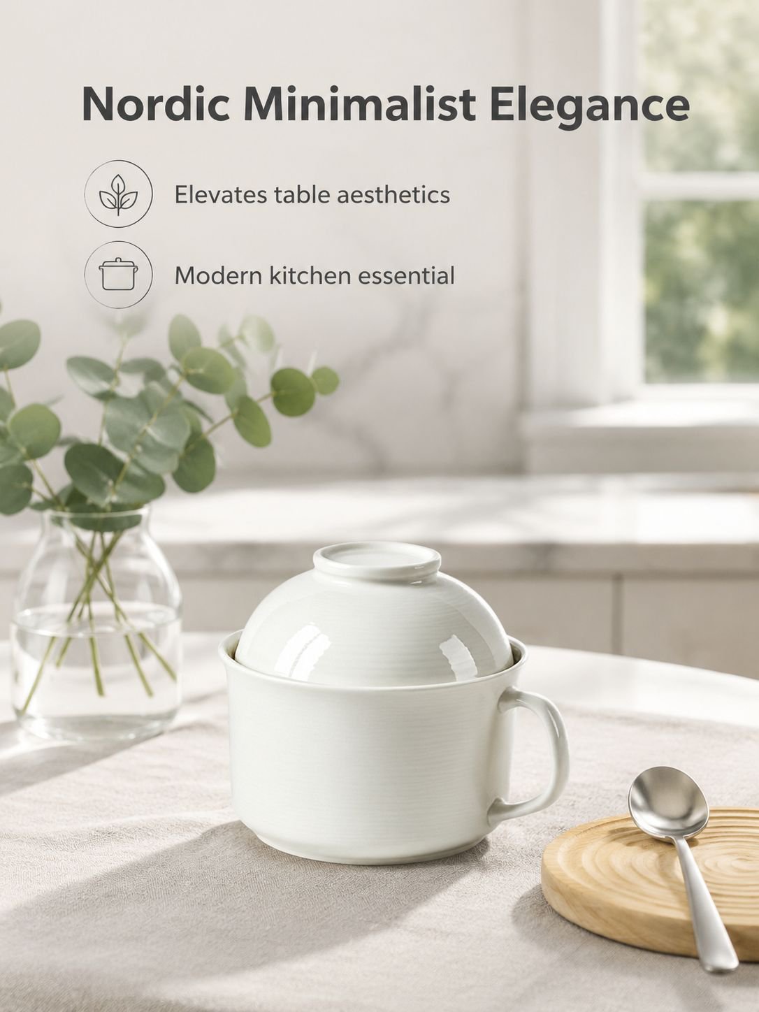 High-temperature fired white ceramic steaming cup