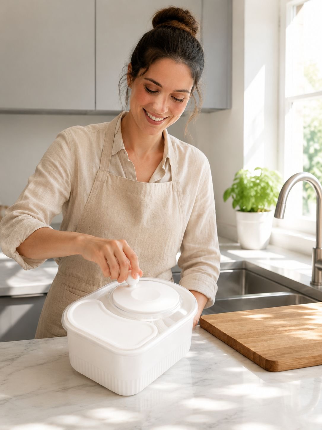 Tragbarer Haushaltsreiniger für Obst und Gemüse mit Abtropfkorb