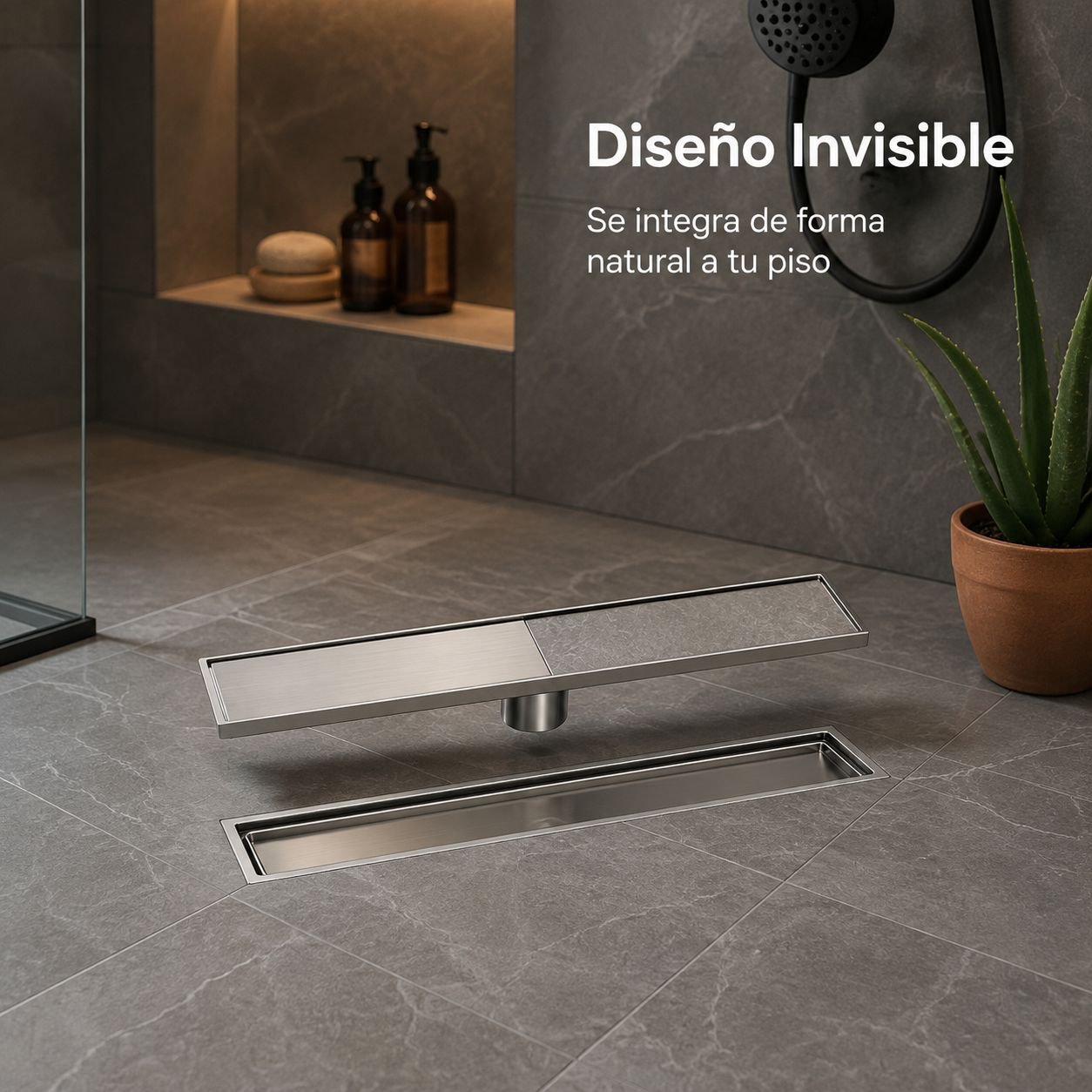 Rejilla de desagüe invisible de acero inoxidable 304 para cocina y baño, 10x40cm