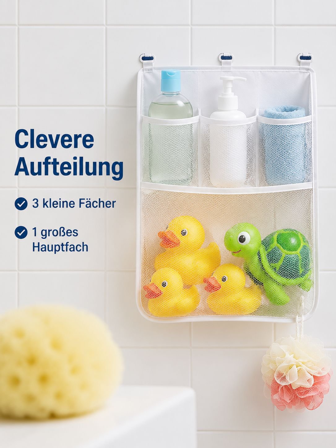 Multi-Grid-Klassifizierung Kinderbadezimmer-Spielzeug-Aufbewahrungstasche Babybadezimmer-Wandbehangt