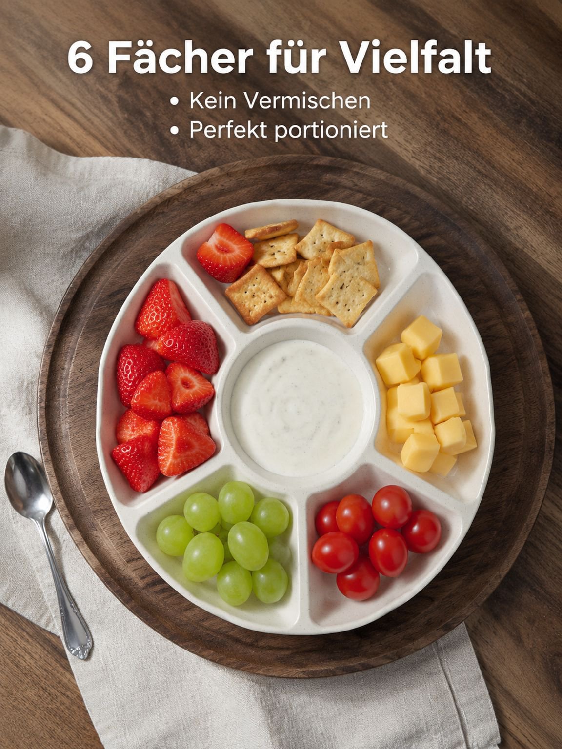 Weizenstroh-Snackteller, 6-geteilte Obst- und Speiseteller