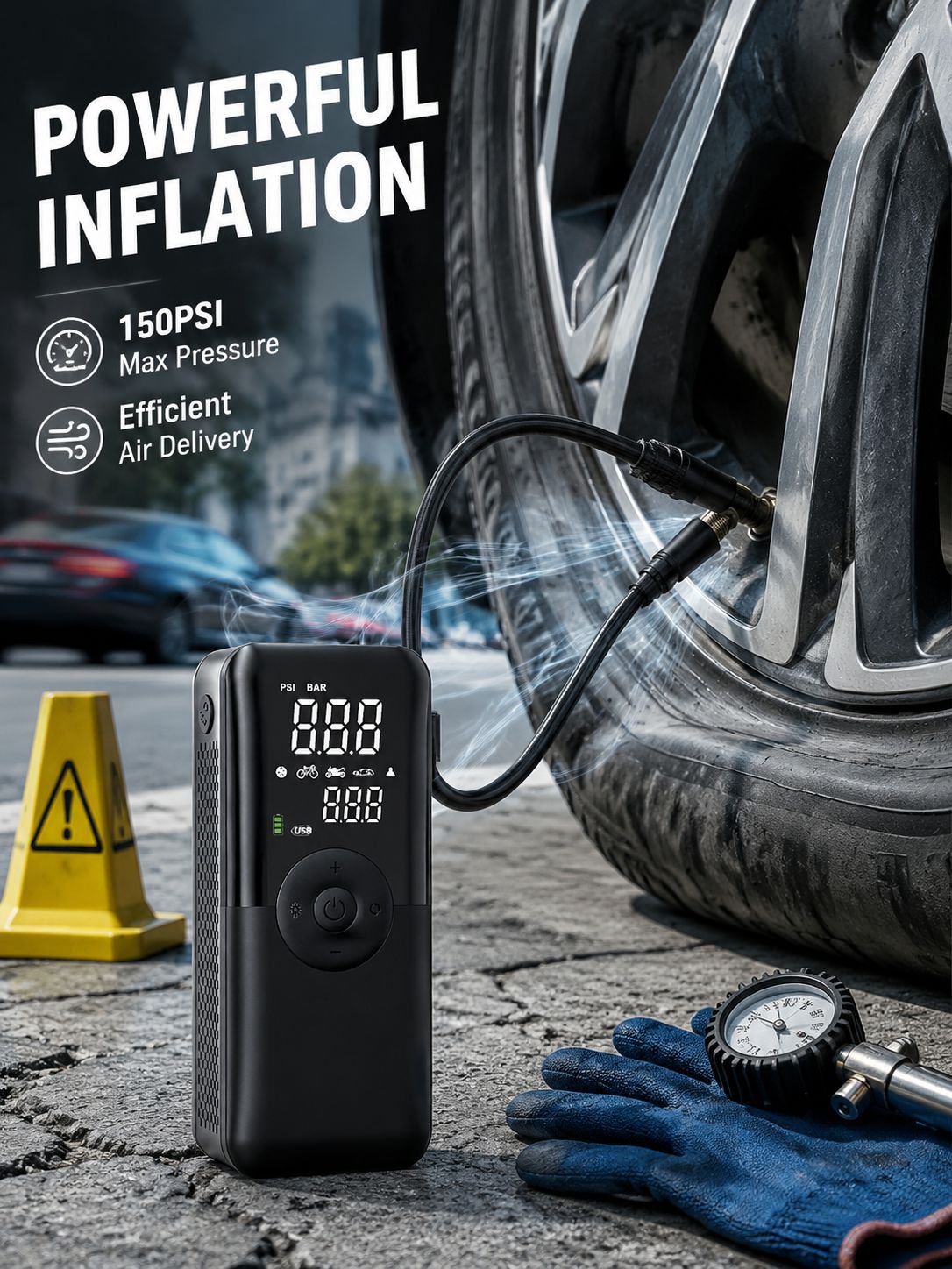 Fast charging air pump for electric scooters