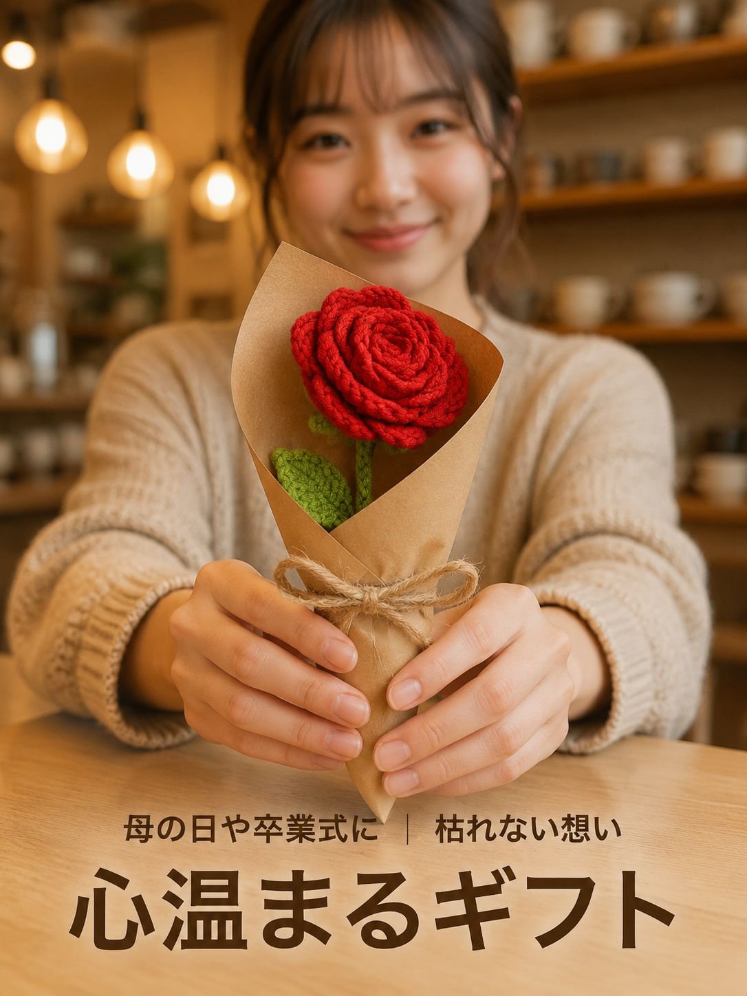 手編み毛糸のバラ