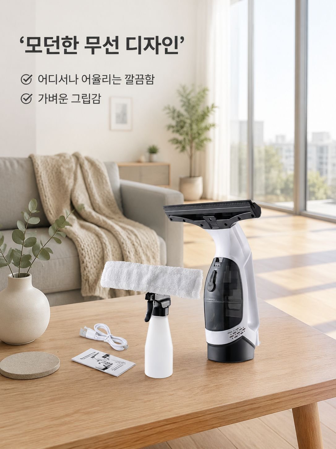 휴대용 유리청소기 창문청소기