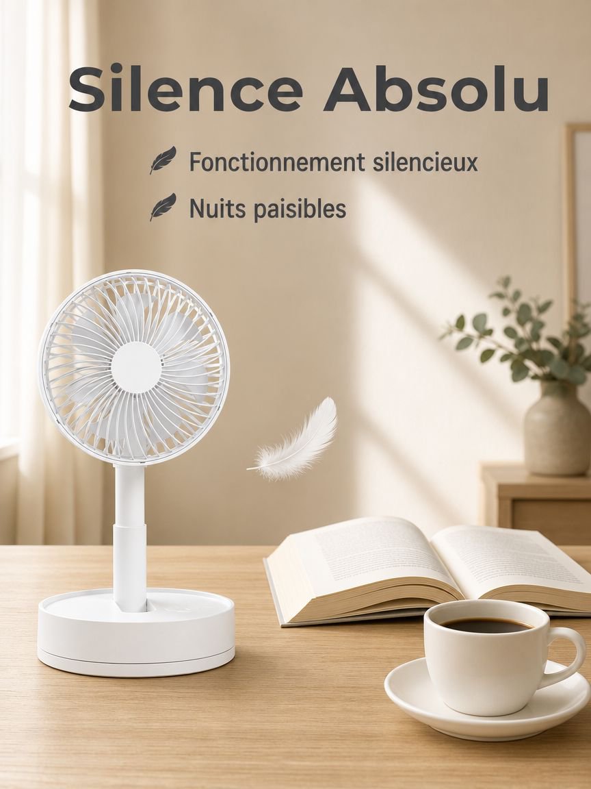 Ventilateur de bureau portable USB silencieux avec minuterie