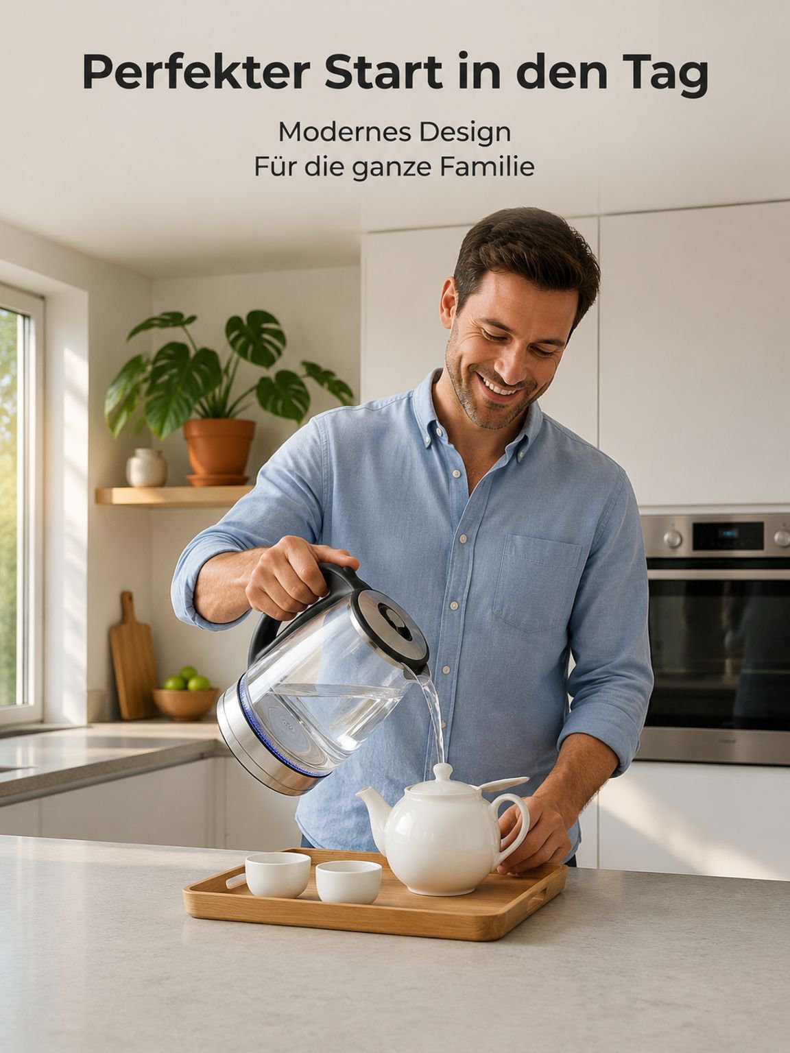 Glas-Wasserkocher mit Trockenlaufschutz