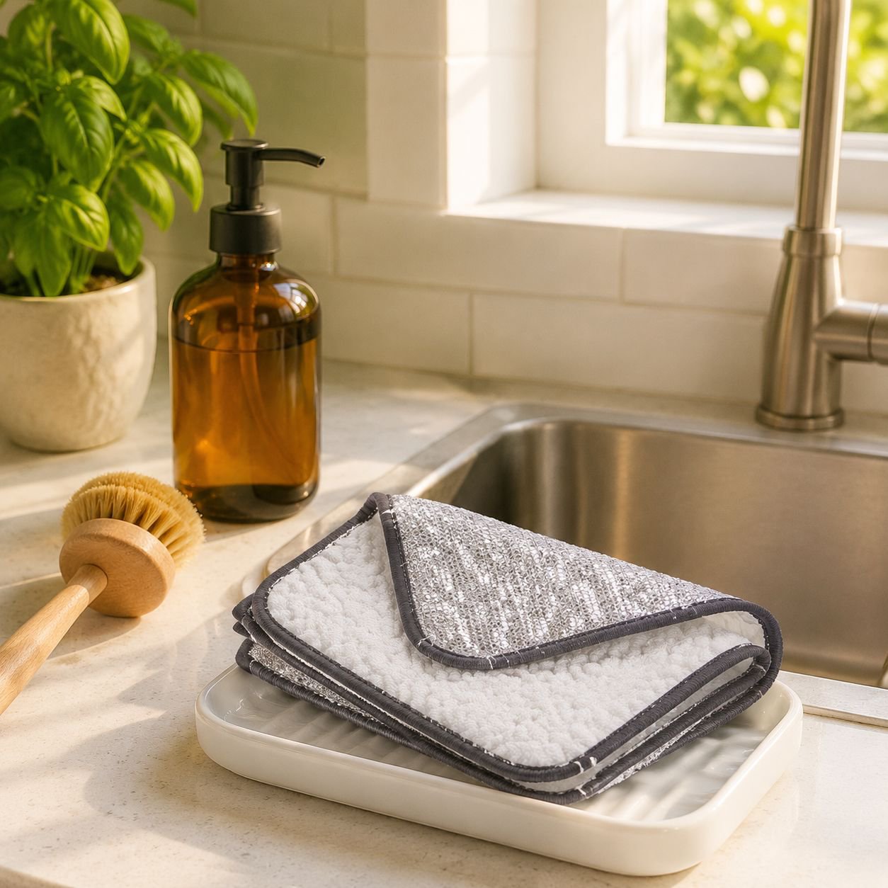 Dishwasher safe kitchen rag for easy cleaning