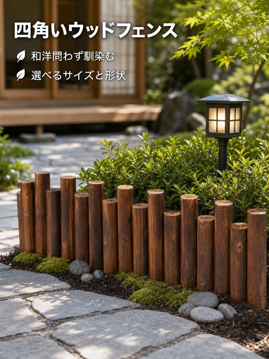 炭化防錆中庭仕切り木製フェンス花壇フェンス庭地面植栽ガードレール景観用丸型木製杭