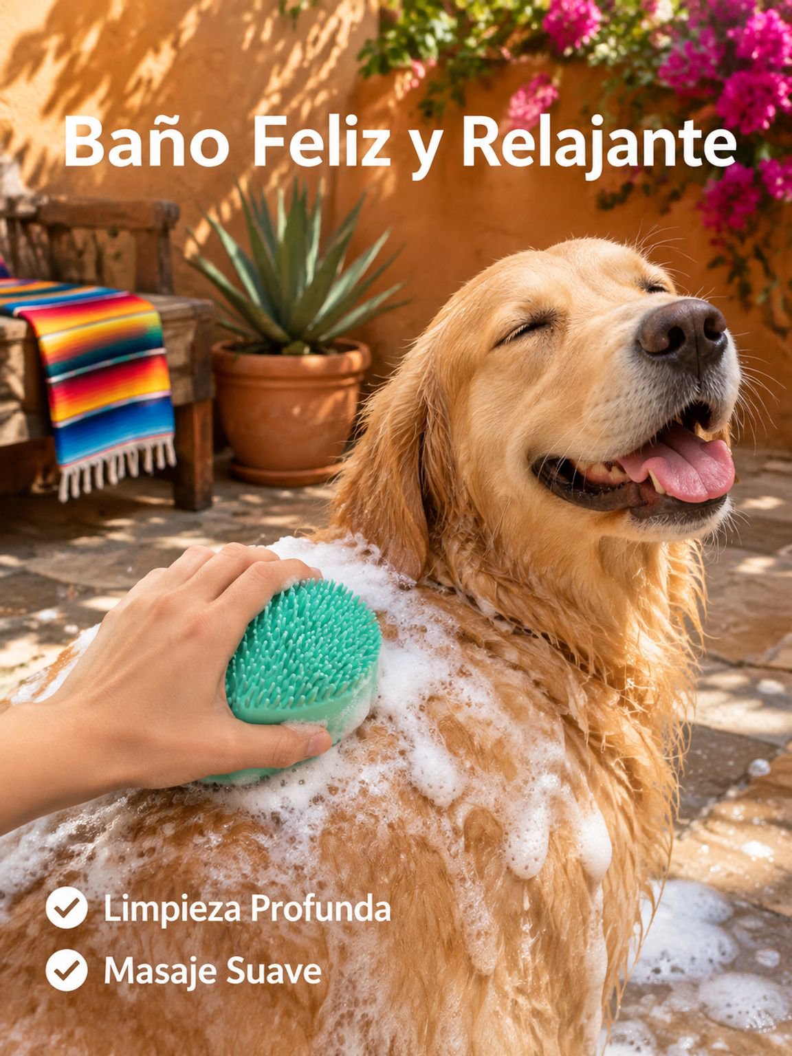 Cepillo de baño de silicona para mascotas, limpieza y masaje