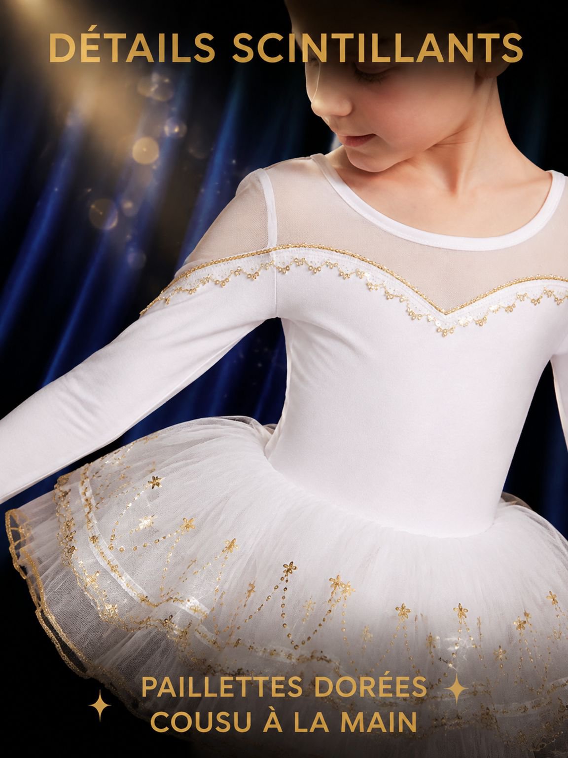 Costume de ballet à manches longues pour filles