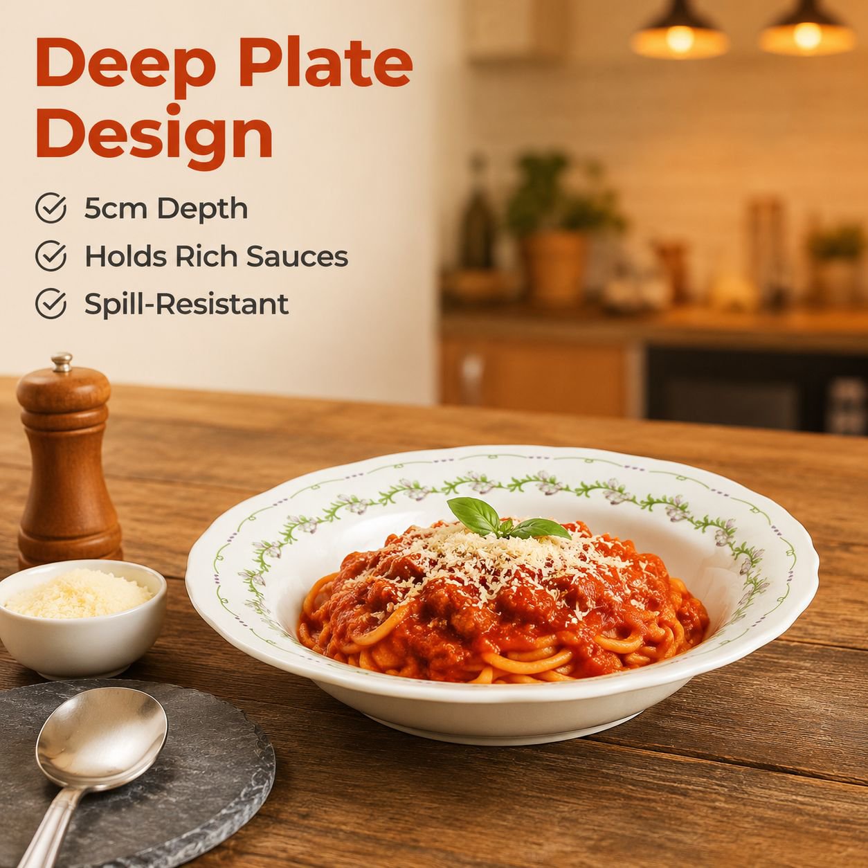 Elegant Ceramic Deep Dinner Plate