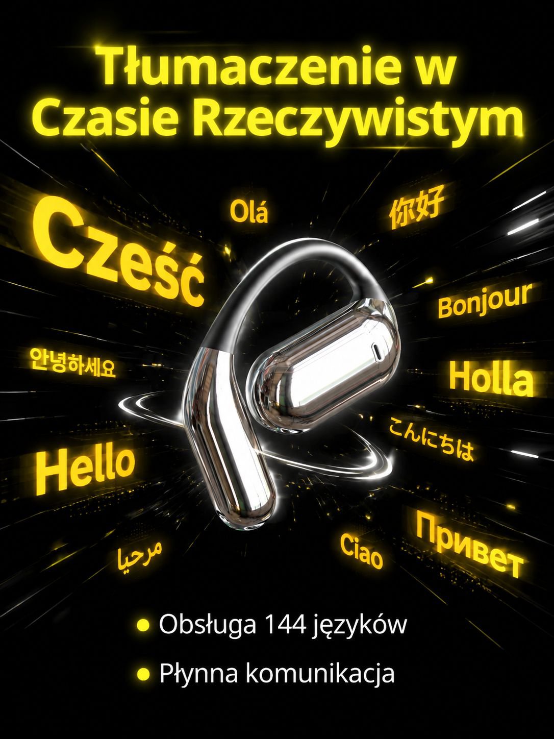 Słuchawki Bluetooth z otwartą konstrukcją dotykową i tłumaczem
