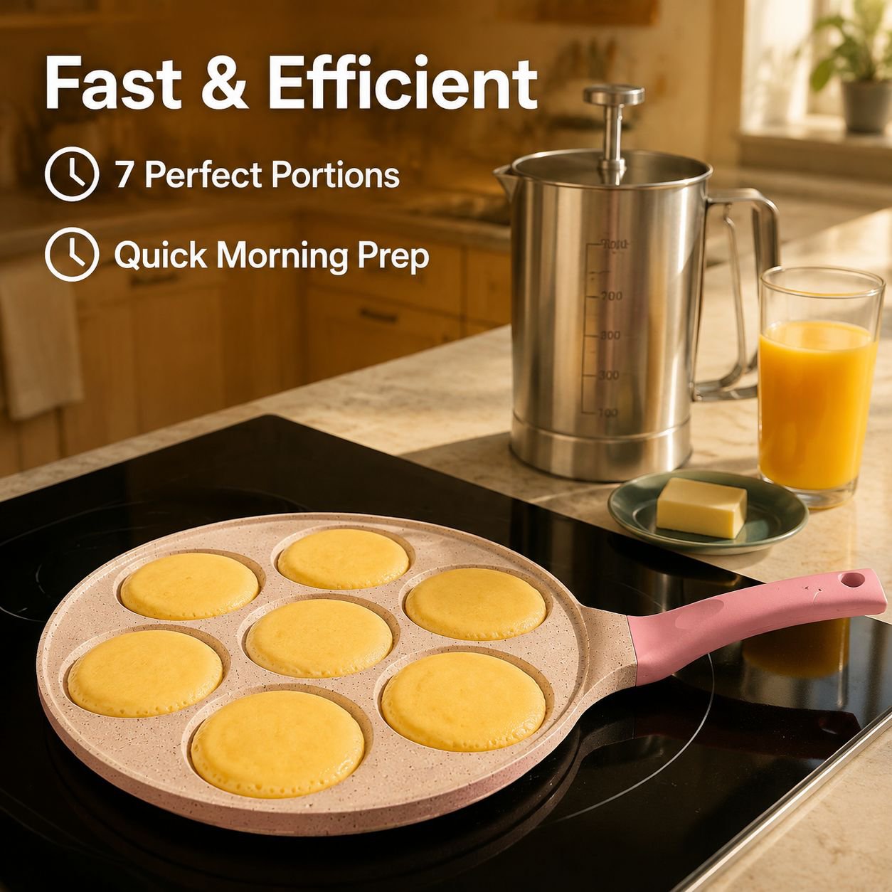 7-Hole Mini Pancake Pan, Easy-Clean Nonstick, Kitchen Bakeware