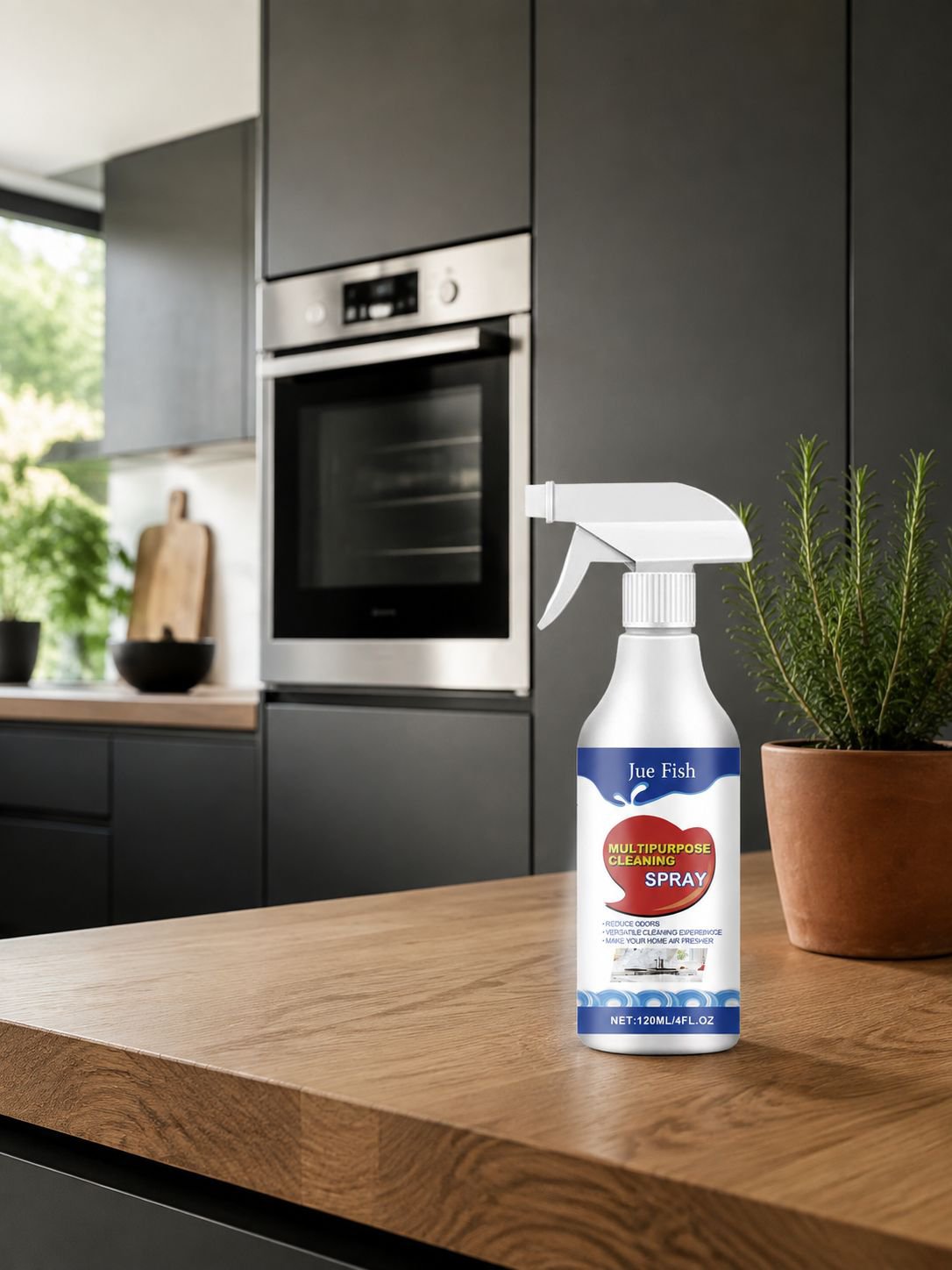 Multifunktionales Reinigungsspray für starke Küchenfettflecken