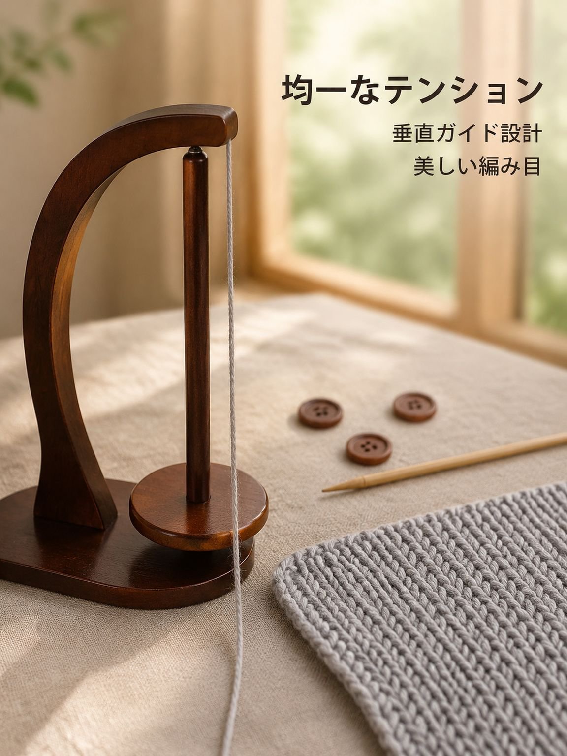 毛糸固定スタンド 木製デスクトップ糸収納ターンテーブル