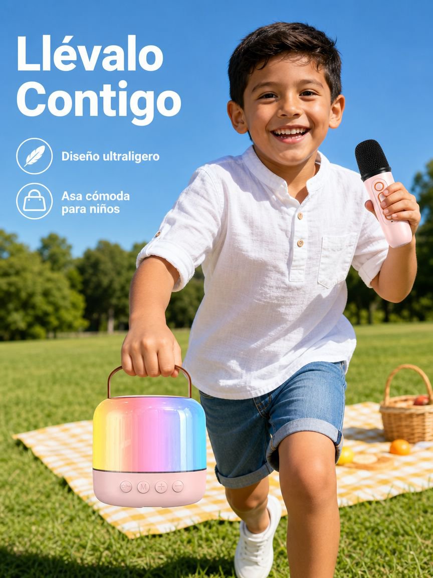 Altavoz portátil con micrófono integrado para karaoke infantil y al aire libre