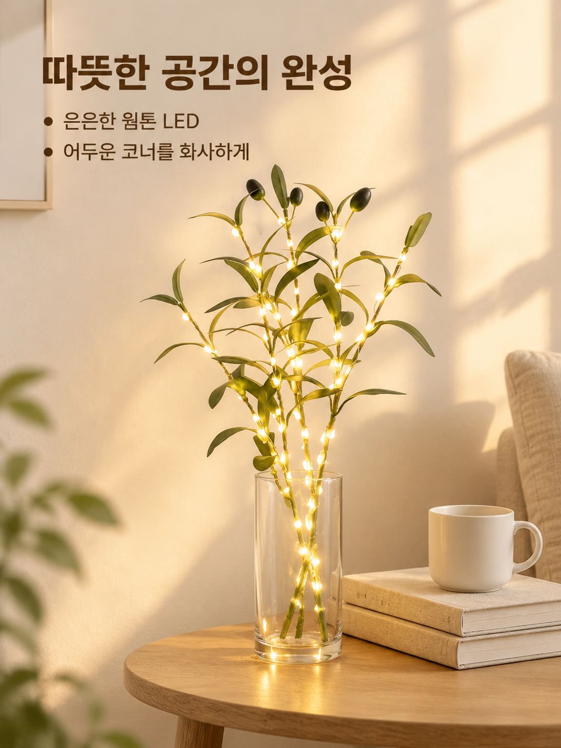 인조 식물 올리브 잎 장식 램프